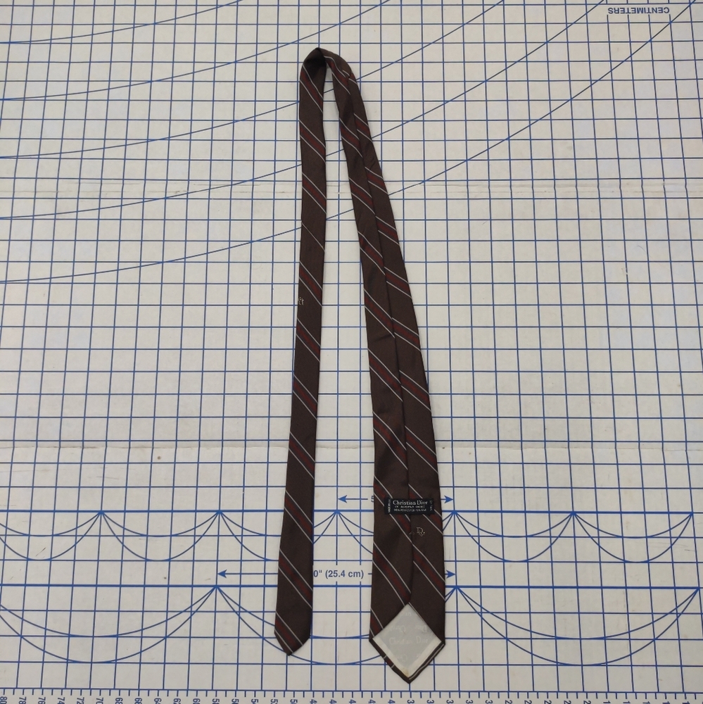Vintage Christian Dior of Imported Fabric Tie Brown 95% Polyester 5% Silk - Picture 2 of 4